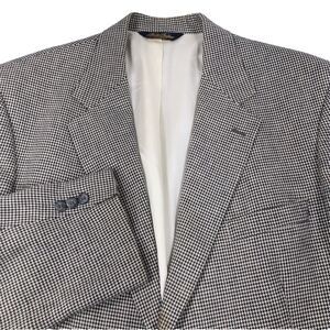 Brooks Brothers Vtg Sport Coat Wool Houndstooth Gray Black 42 44 USA Preppy Y2K